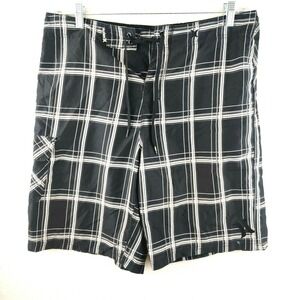 Hurley Mens Check Board Swim Trunks Shorts Black Size 34